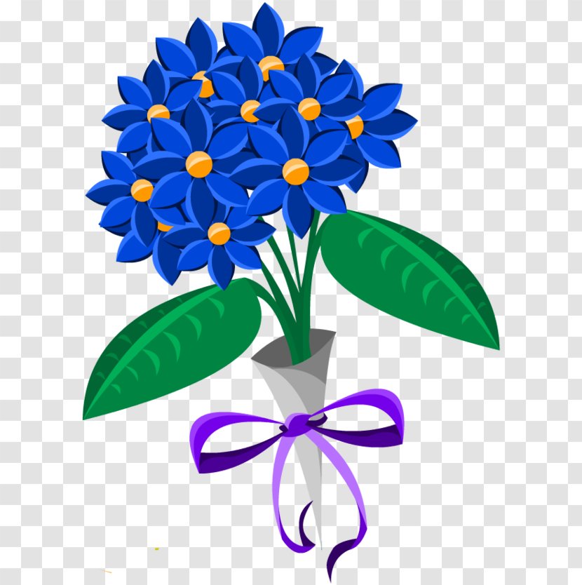 Flower Clip Art - Pushbutton - Blue Flowers Transparent PNG