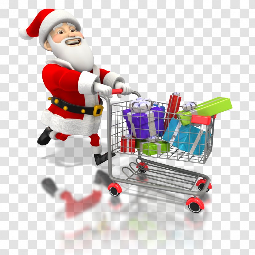 Santa Claus Shopping Cart Online Clip Art - Toy - Push Transparent PNG