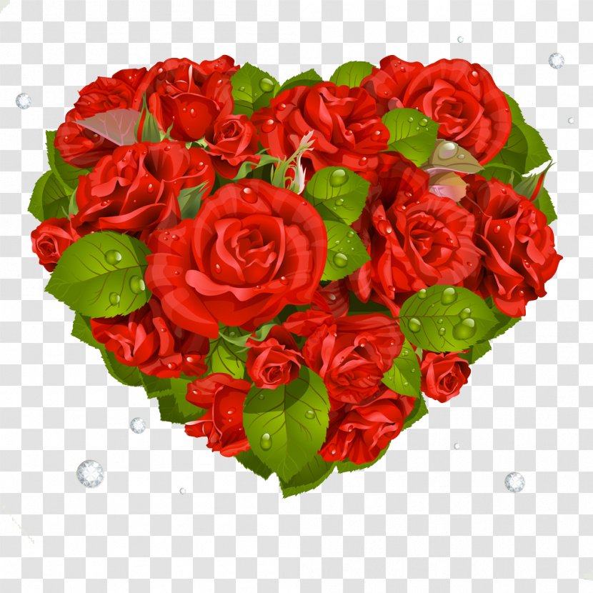 Valentine's Day Rose Greeting & Note Cards Heart - Royaltyfree - A Of Flowers Transparent PNG
