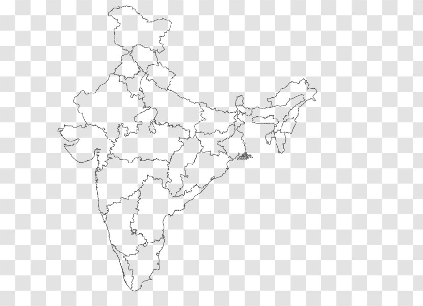 States And Territories Of India Blank Map World - Line Art - La Transparent PNG