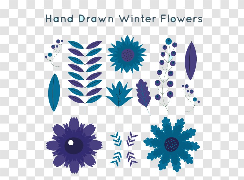 Drawing Royalty-free Illustration - Shutterstock - Hand-painted Flower Winter Leaves Transparent PNG