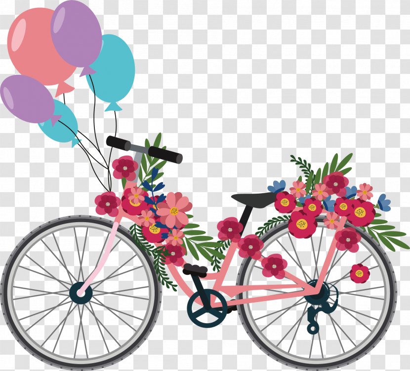 Euclidean Vector Photography Wedding Icon - Hybrid Bicycle - A Bike Full Of Flowers Transparent PNG
