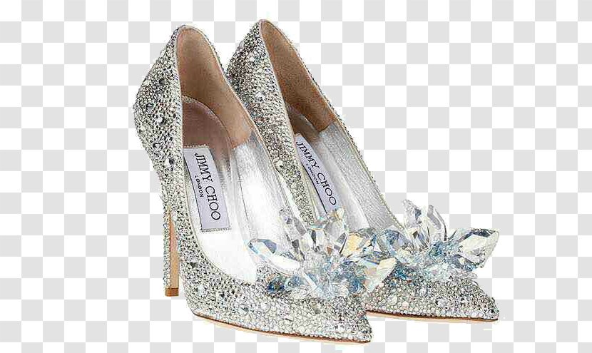Slipper Cinderella Shoe High-heeled Footwear Designer - Choo Diamond Silver High Heels Transparent PNG