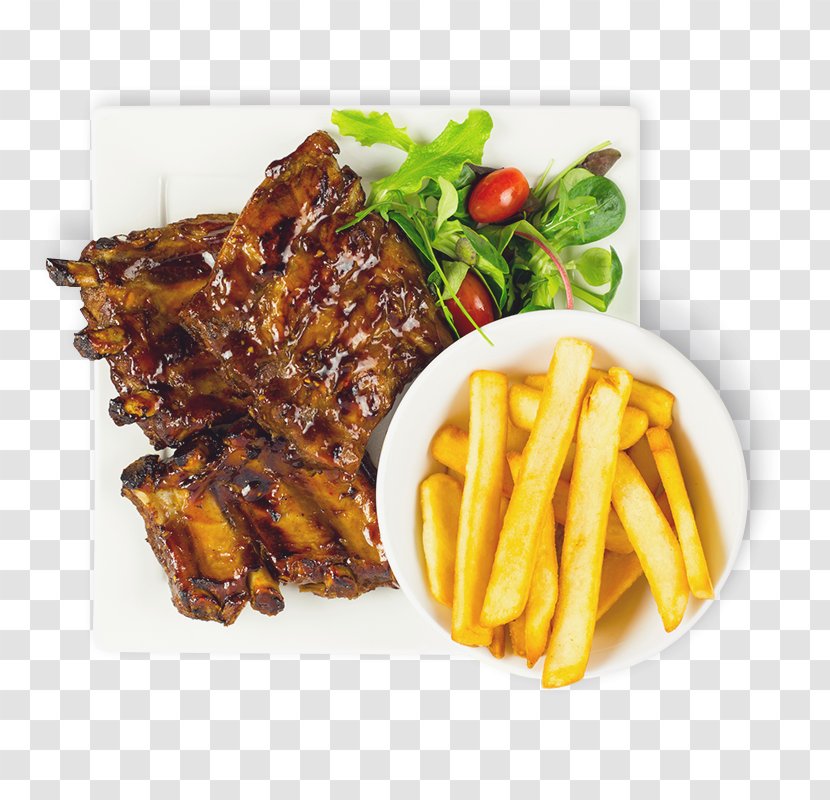 French Fries Steak Frites Fast Food Spare Ribs Dish - Spareribs Rack Transparent PNG