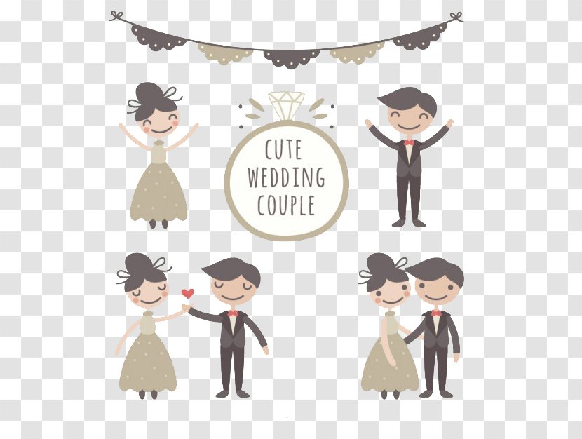 Wedding Couple Marriage Drawing Bridegroom - Happiness - Hand Set Of Funny Transparent PNG