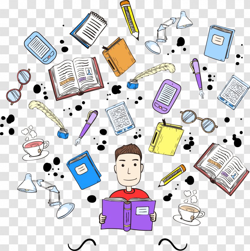 Student Learning Teacher Education School - Point - Man Reading Cartoon Vector Material Transparent PNG