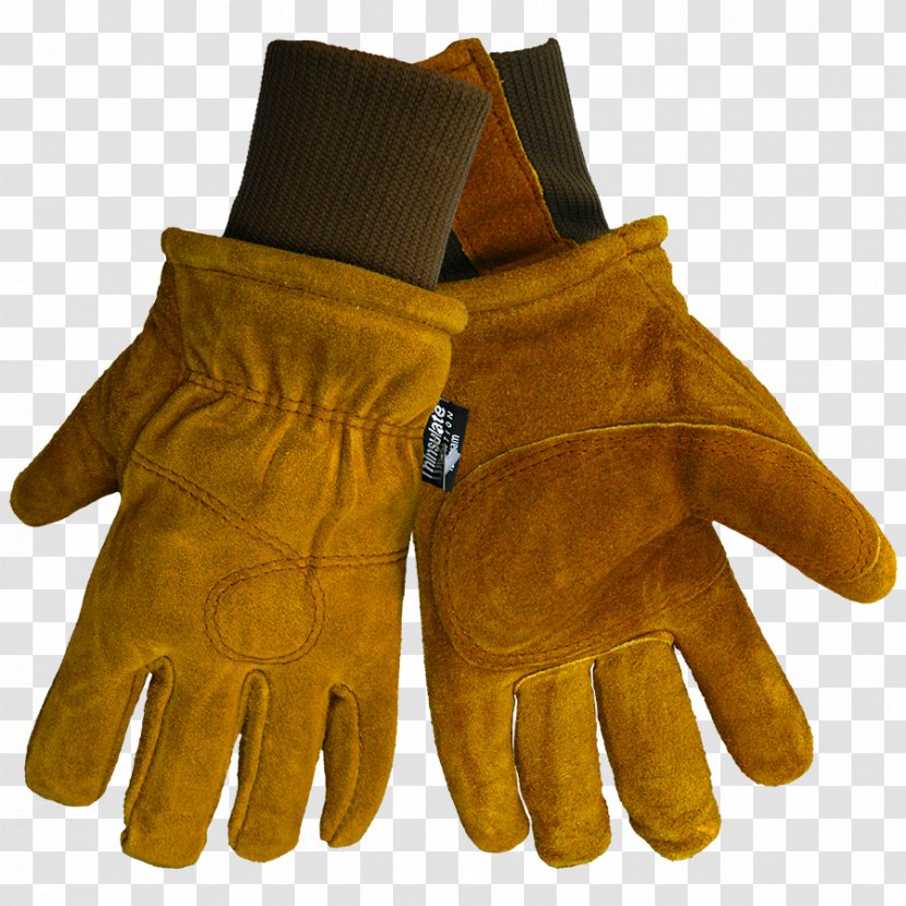 Glove Thinsulate Lining Leather Cowhide - Polar Fleece - Cycling Transparent PNG