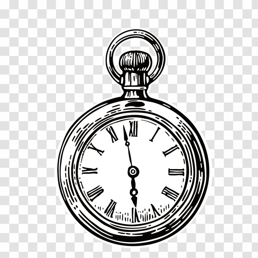 Pocket Watch Stock Photography Royalty-free Illustration - Black And White - Alarm Clock Transparent PNG