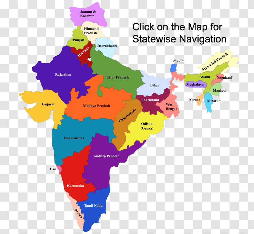 States And Territories Of India Map - Geography Transparent PNG