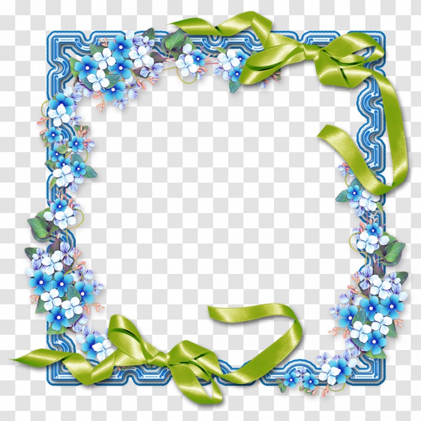 Icon - Picture Frames - Blue Flowers Frame Border Transparent PNG