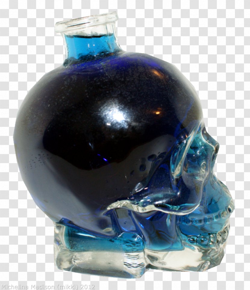 Glass Bottle Cobalt Blue - Skull Fire Transparent PNG