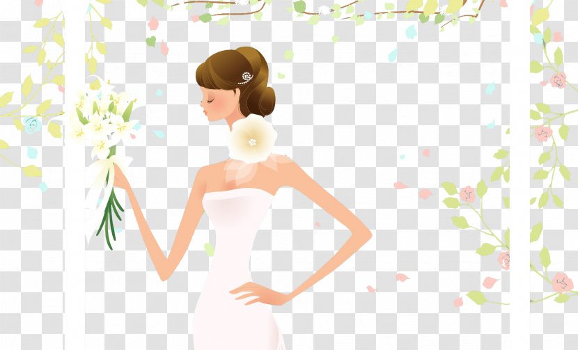 Bride Euclidean Vector Wedding Dress - Silhouette - Beautiful Transparent PNG