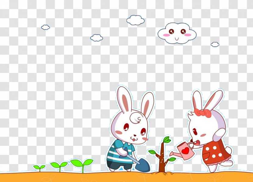 Rabbit Easter Bunny Leporids Clip Art - Cute Little Cartoon Transparent PNG