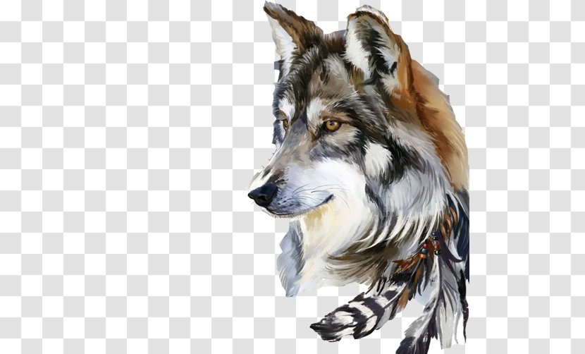 Gray Wolf Drawing Art Watercolor Painting - Portrait - Avatar Material Picture Transparent PNG