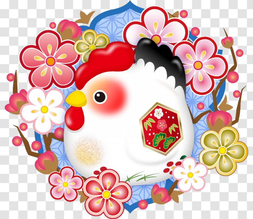Rooster Chinese Zodiac New Year Card - Flower Arranging - 2017 Of The Transparent PNG