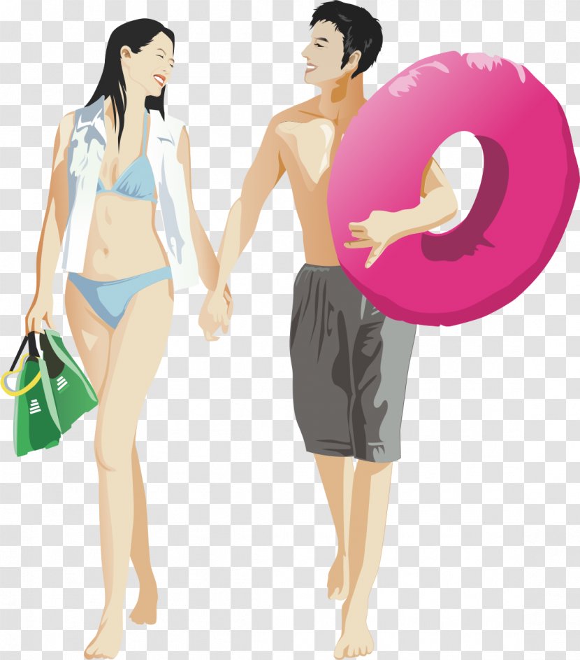 Beach - Heart - Couple Swimming Transparent PNG