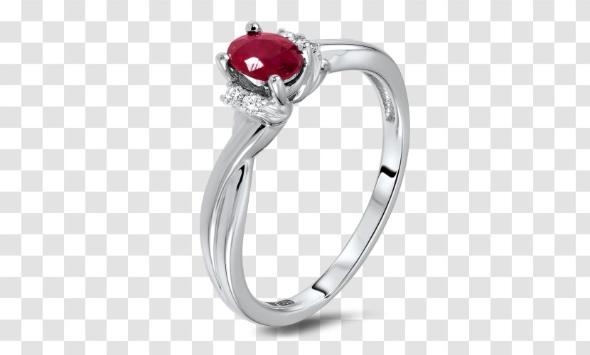 Ruby Engagement Ring Emerald Jewellery - Platinum - Curve Transparent PNG