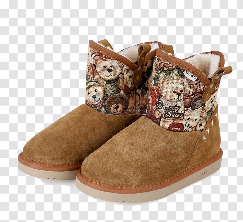 Snow Boot Brown - Printed Boots Transparent PNG
