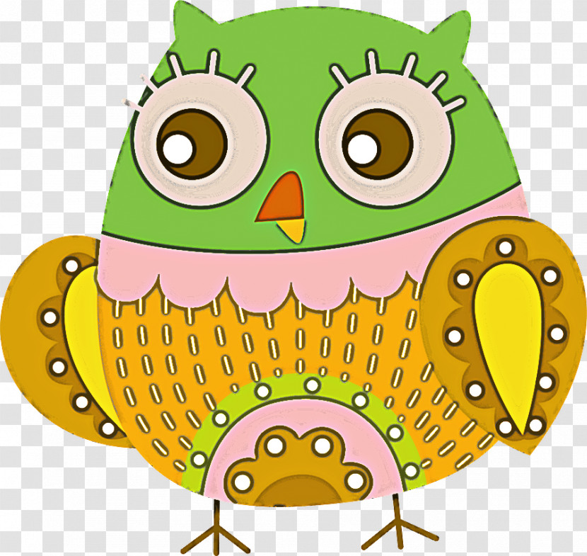 Owl Green Cartoon Bird Of Prey Bird Transparent PNG
