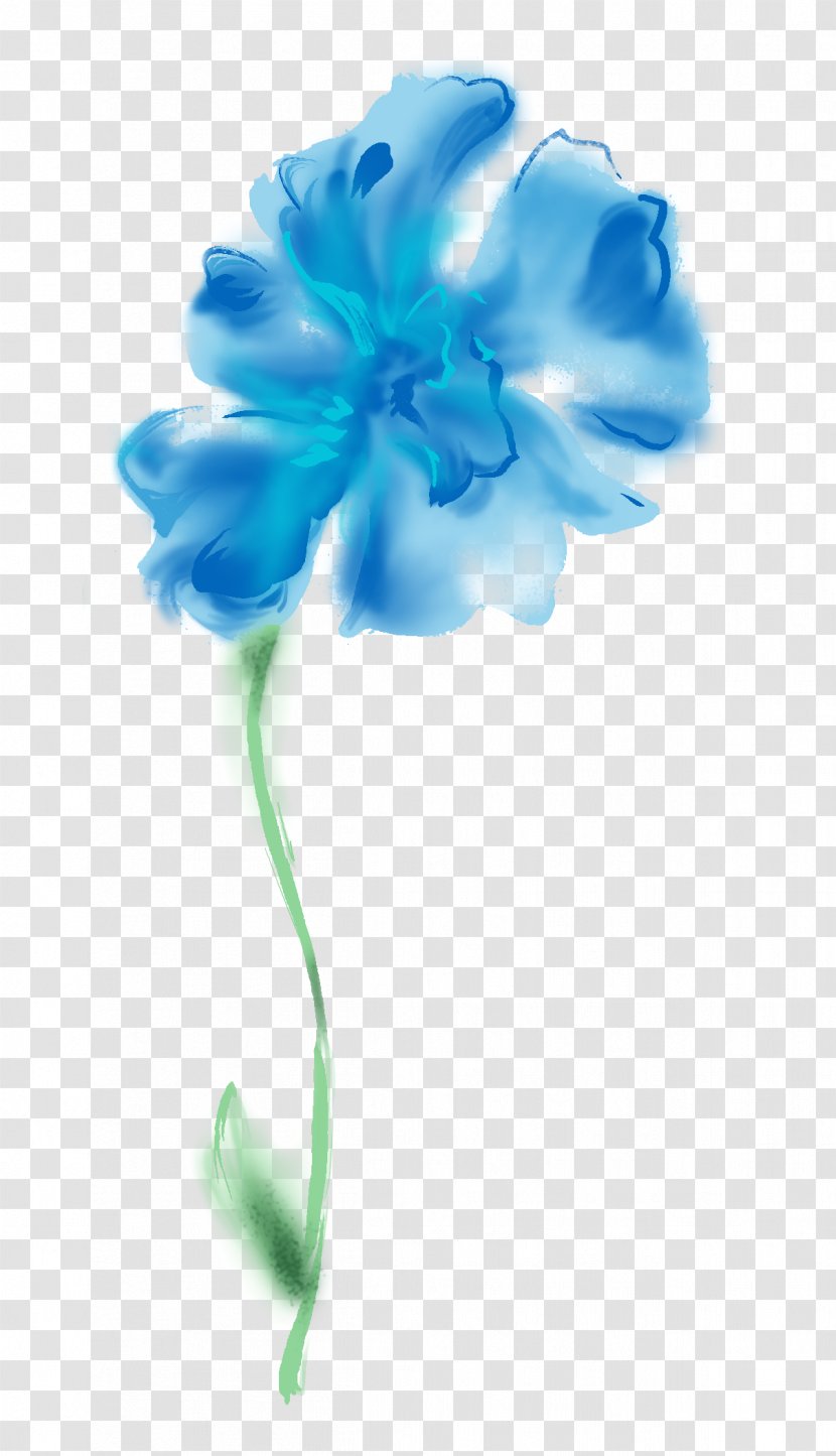 Wedding Invitation Watercolour Flowers Watercolor Painting - Blue Transparent PNG