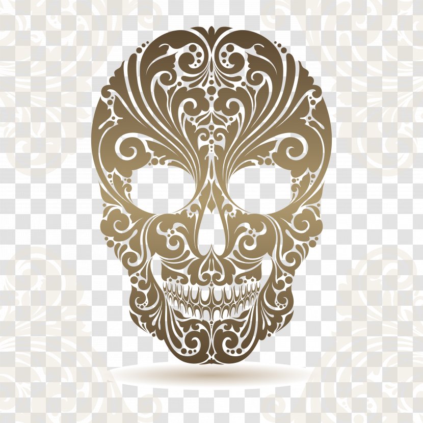 Skull Ornament Illustration - Motif - Decorative Transparent Skeleton Luminescent Material Vector Transparent PNG