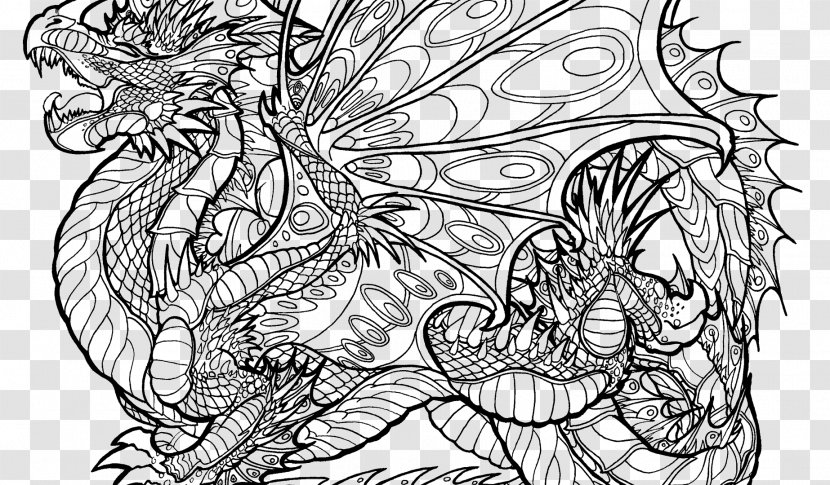 Coloring Book Colouring Pages Chinese Dragon Adult Transparent PNG