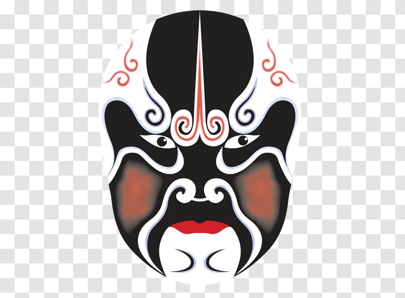 Mask Kabuki Peking Opera Chinese Costume - Japanese Art - Black Pattern Transparent PNG