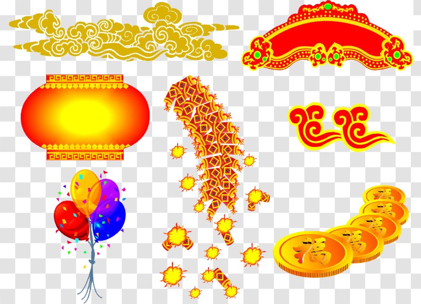 Chinese New Year Firecracker Lunar - Yellow Transparent PNG