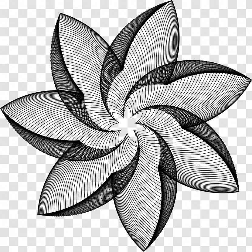 Line Art Flower Desktop Wallpaper Clip - Black And White Transparent PNG