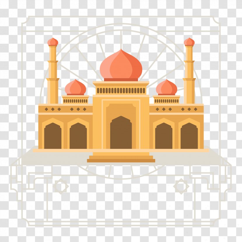 Mosque Islamic Architecture Flat Design - Arch - Style Vector Illustration Transparent PNG