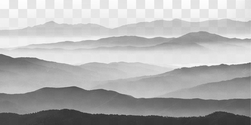 Download Black And White Photography Clip Art - Fog - Mountains Transparent PNG