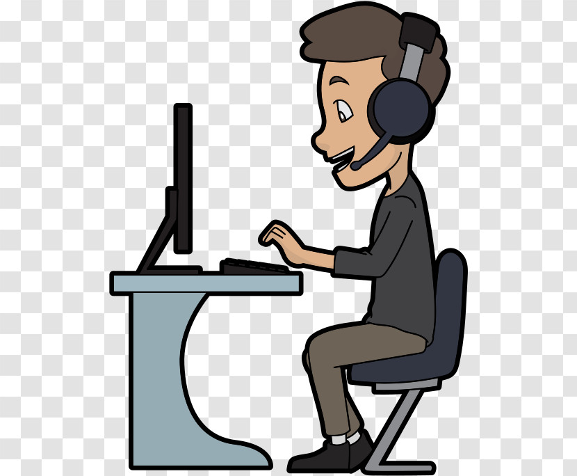 Cartoon Sitting Conversation Job Pleased Transparent PNG