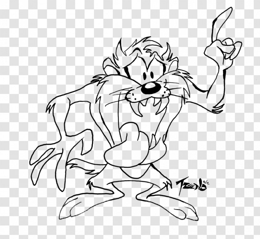 Tasmanian Devil Drawing Line Art Cartoon Daffy Duck - Gangster Transparent  PNG