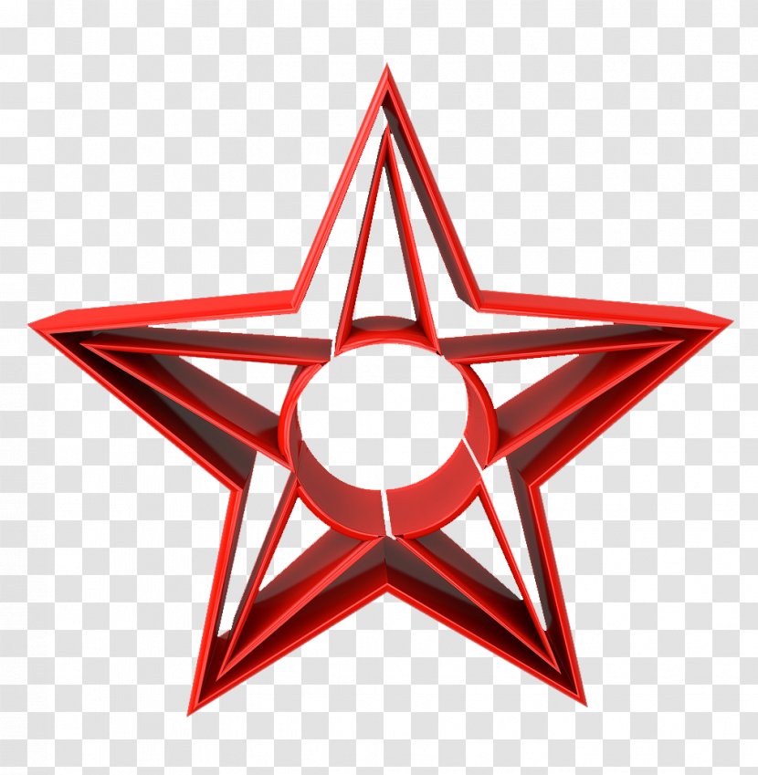 3D Red Five-pointed Star Material - Five Pointed Transparent PNG