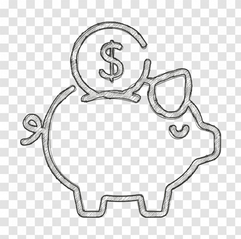 Investment Icon - Piggy Bank - Line Art Head Transparent PNG
