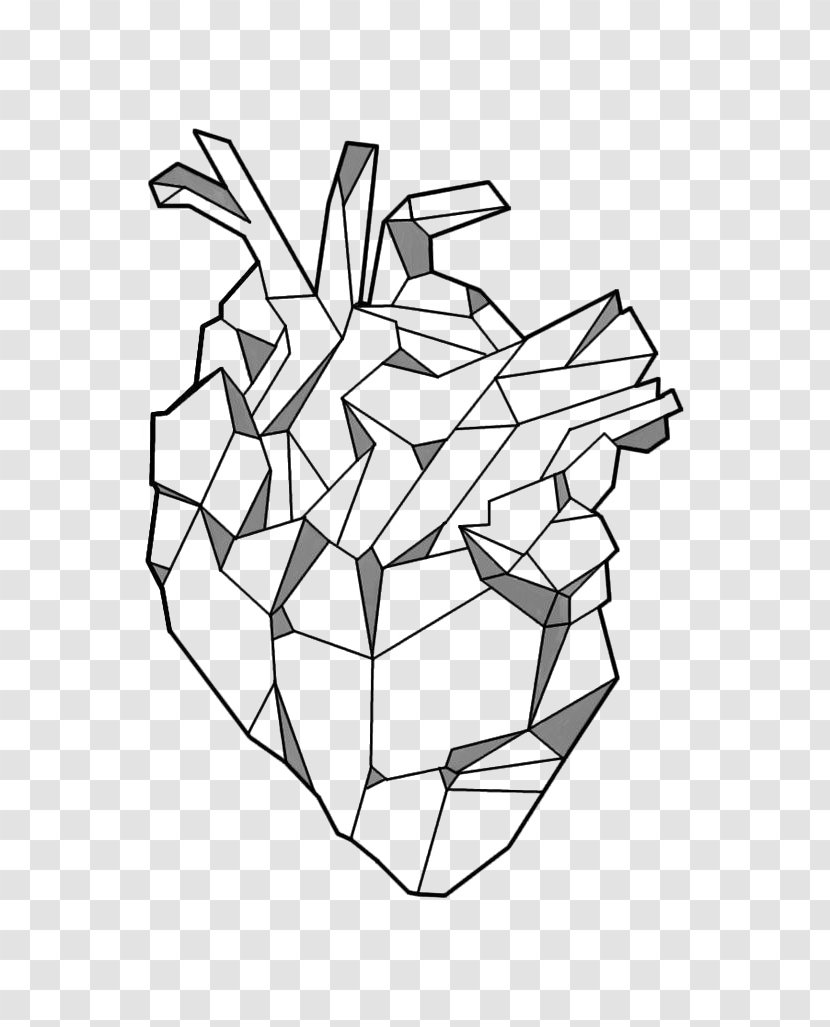 Drawing Geometry Paper Heart Shape - Gesture - Geomtric Outline Transparent PNG