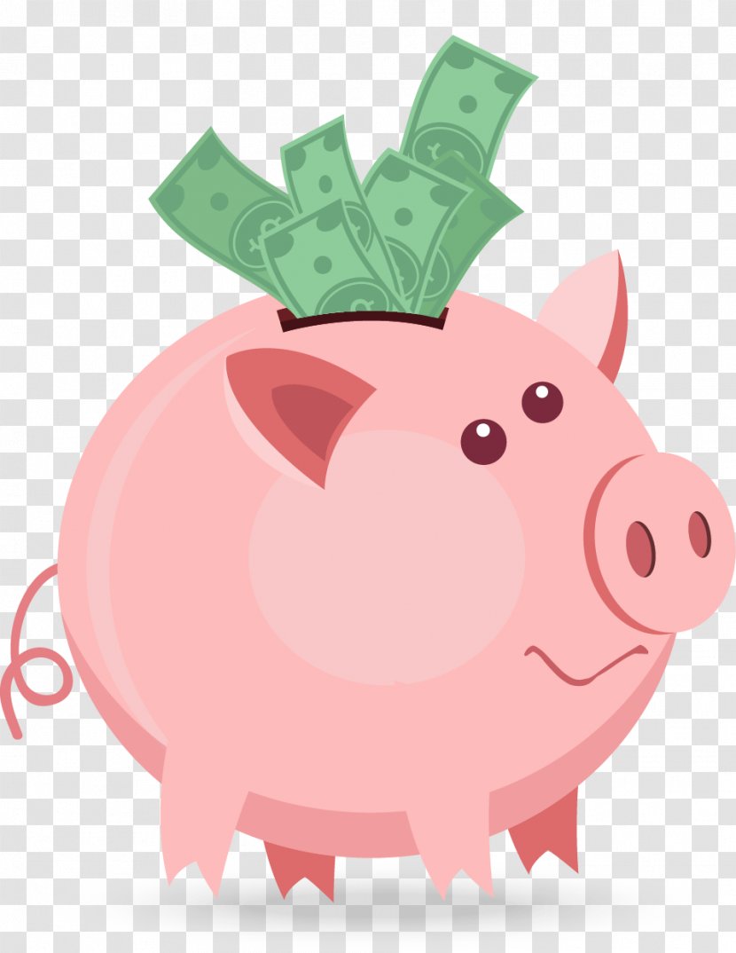 Piggy Bank Banknote Money Service - Pink Pig Transparent PNG