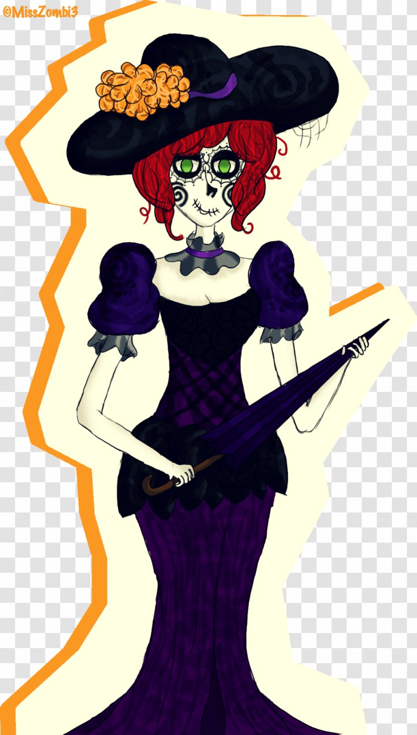 La Calavera Catrina Drawing Dress - Supervillain Transparent PNG