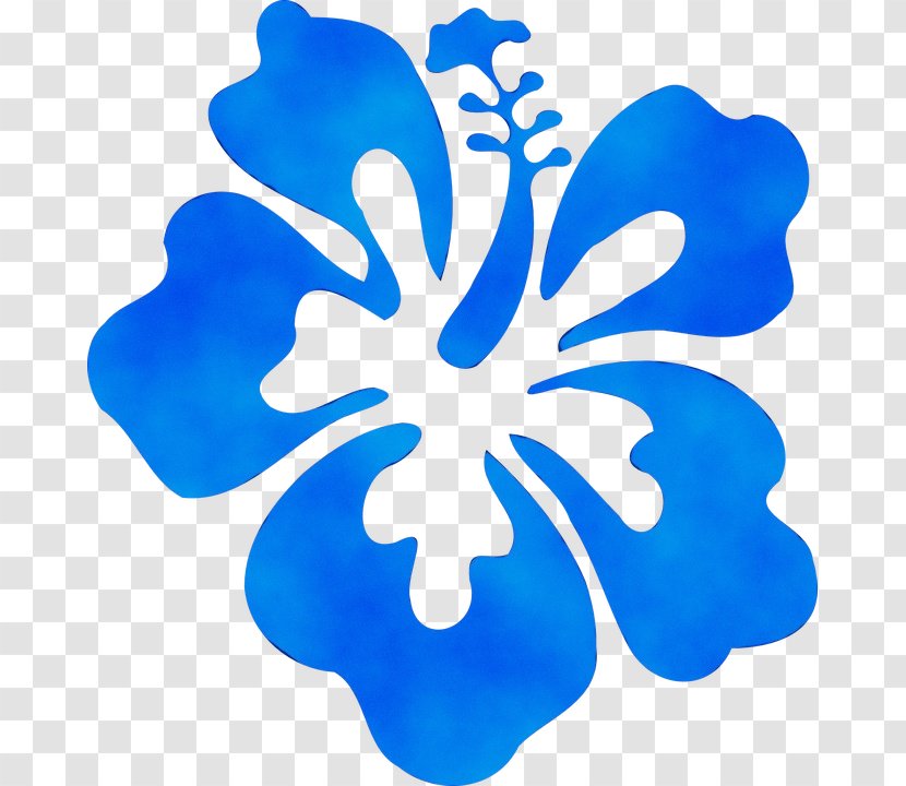 Rosemallows Flower Blue Hibiscus Hawaiian Transparency - Wet Ink - Herbaceous Plant Electric Transparent PNG