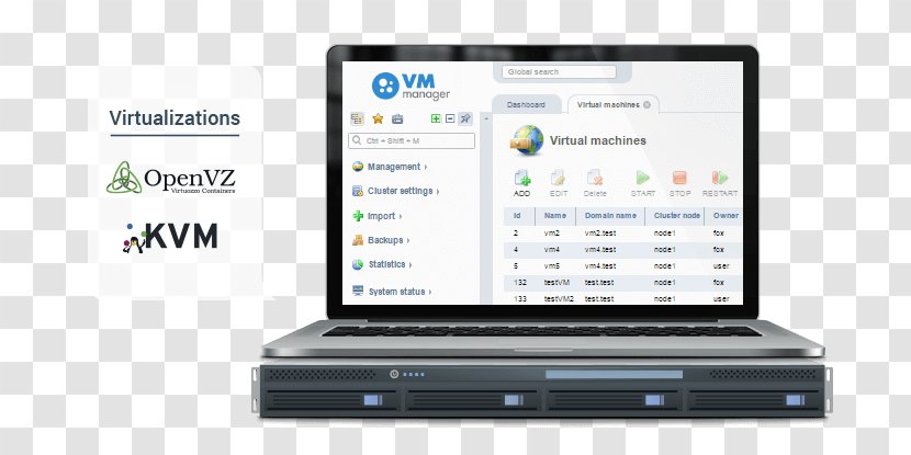 VMmanager Virtualization Kernel-based Virtual Machine OpenVZ Netbook - Electronic Device - Server Transparent PNG