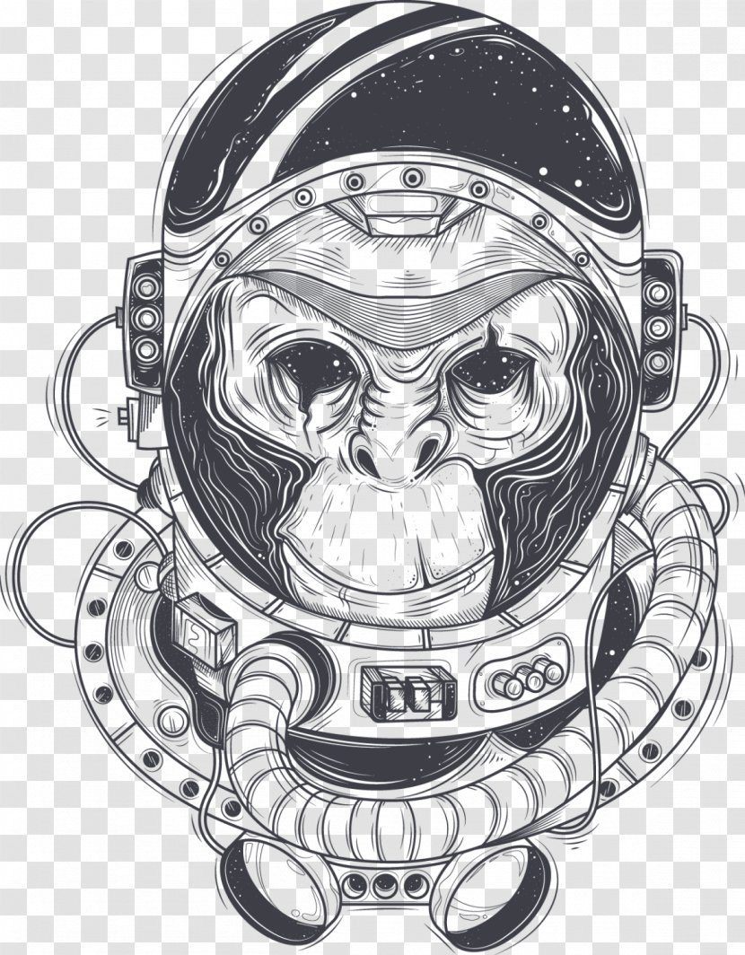 Drawing Astronaut Royalty-free - Black And White Transparent PNG