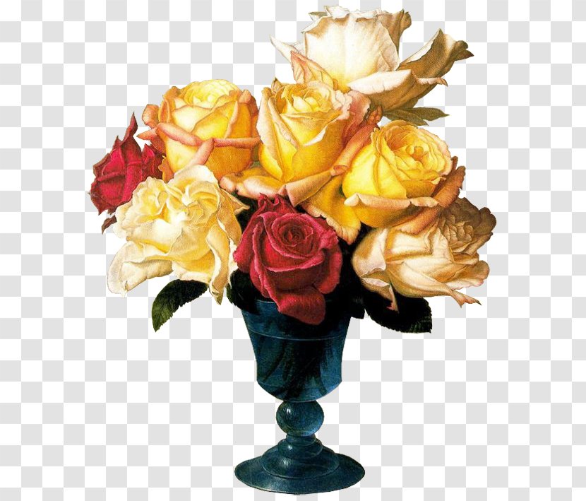 Garden Roses Flowers In A Vase Flower Bouquet - Poppy Transparent PNG