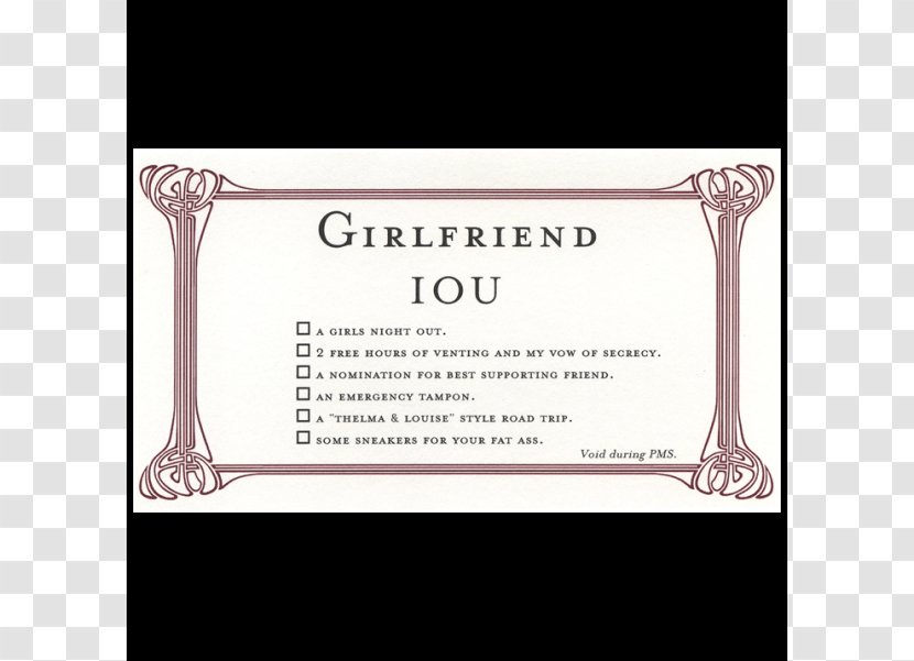 Greeting & Note Cards Line Girlfriend Font - Text - Invitation Voucher Transparent PNG