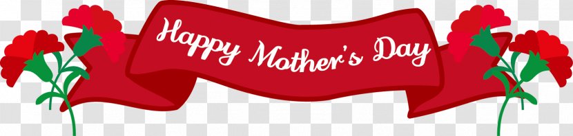 Happy Mothers Day With Carnation - Cartoon - Red Banner.Others Transparent PNG