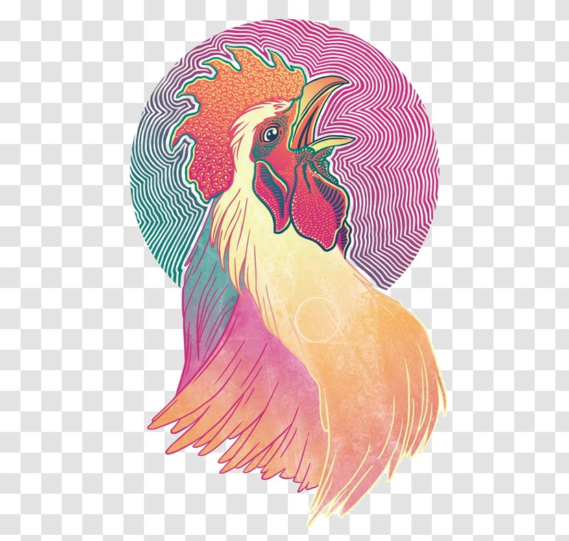 Chicken Rooster Chinese Zodiac Illustration - Water Bird - Cock Transparent PNG