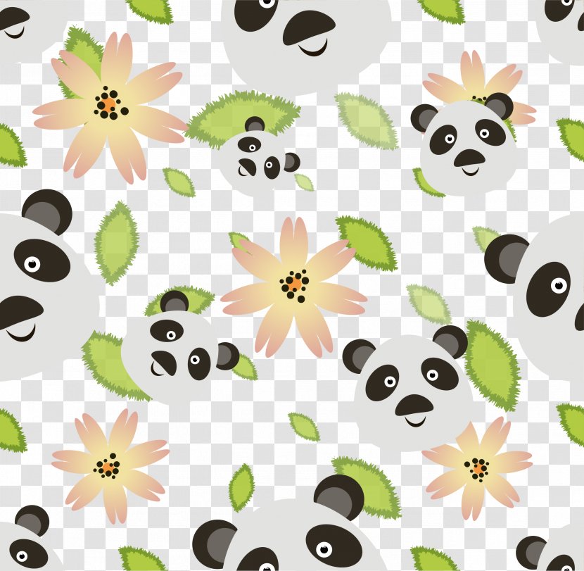 Giant Panda Bear - Plant - Cartoon Head Pattern Transparent PNG