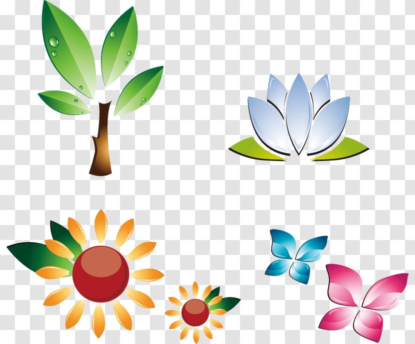 Vector Painted Sun Butterfly Plant - Floral Design - Petal Transparent PNG