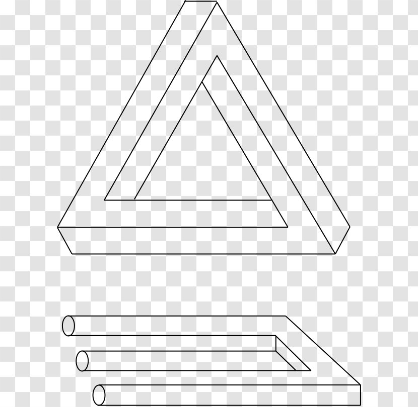 Penrose Triangle Impossible Object Trident Drawing Optical Illusion - Structure - Design Transparent PNG