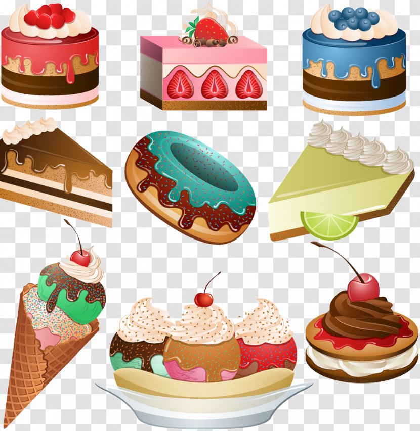 French Cuisine Breakfast Cupcake Cherry Pie Clip Art - Cartoon Illustration Ice Cream Cake Transparent PNG