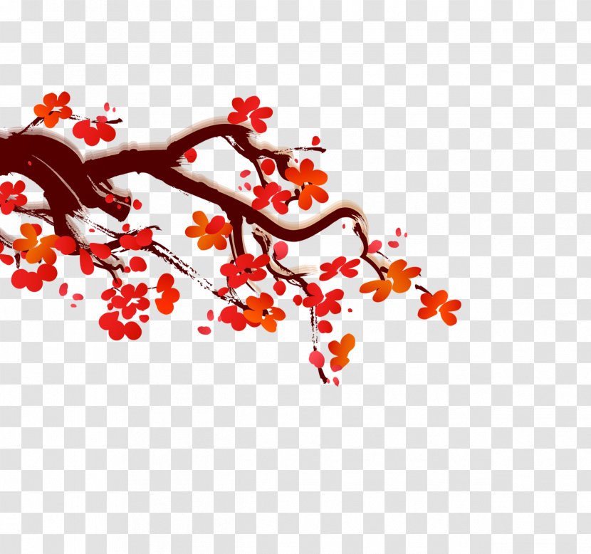 China Chinese New Year Mid-Autumn Festival Lunar - Tree - Plum Stock Image Transparent PNG